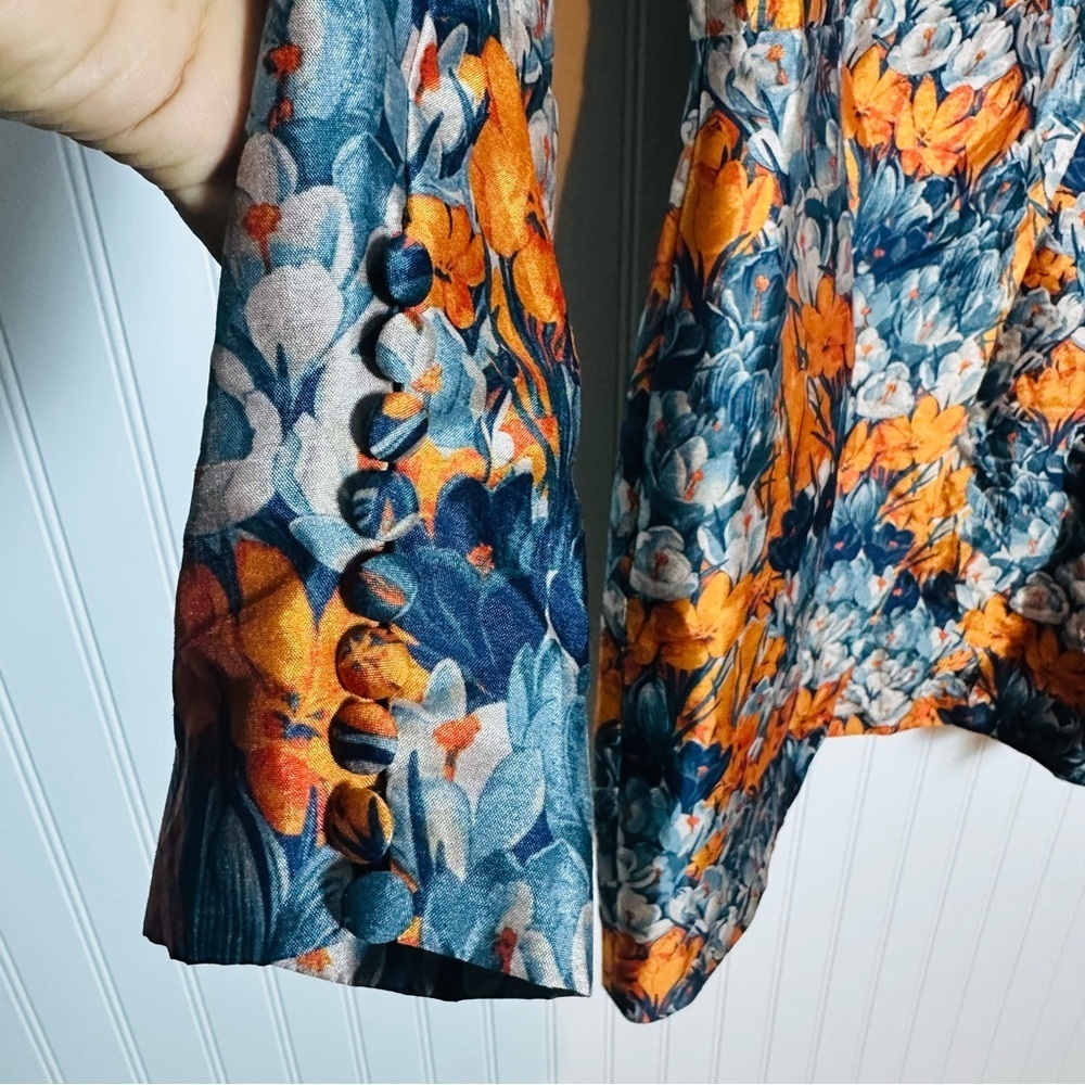 Anthropologie FLOR ET.AL Constance Floral Midi Dress Long Sleeve  SZ 12 - Picture 9 of 14